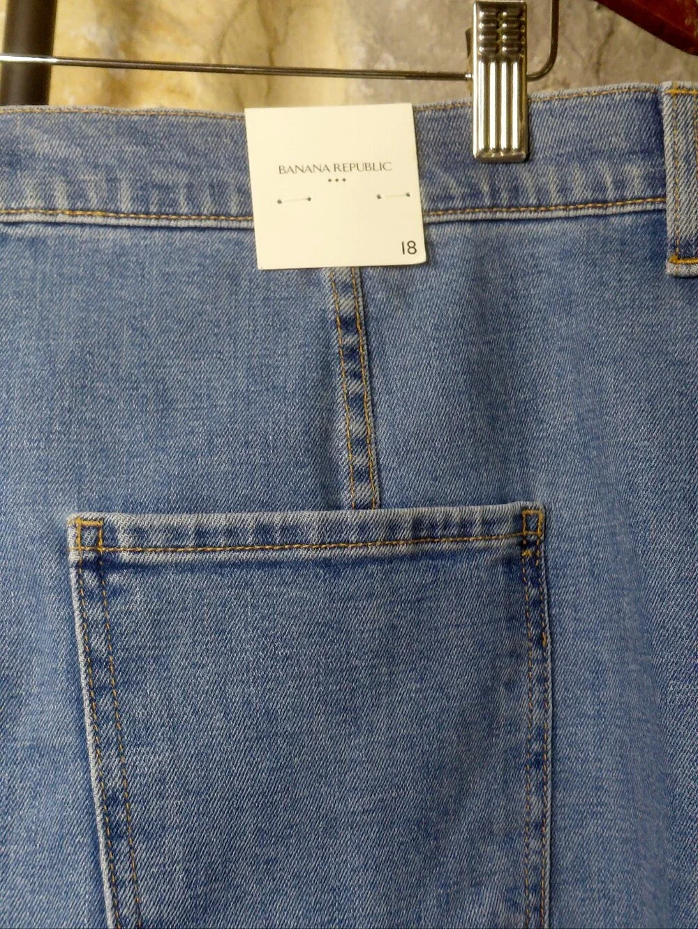 Banana Republic Plus Sz 18 Medium Wash Blue Denim Skirt NWT